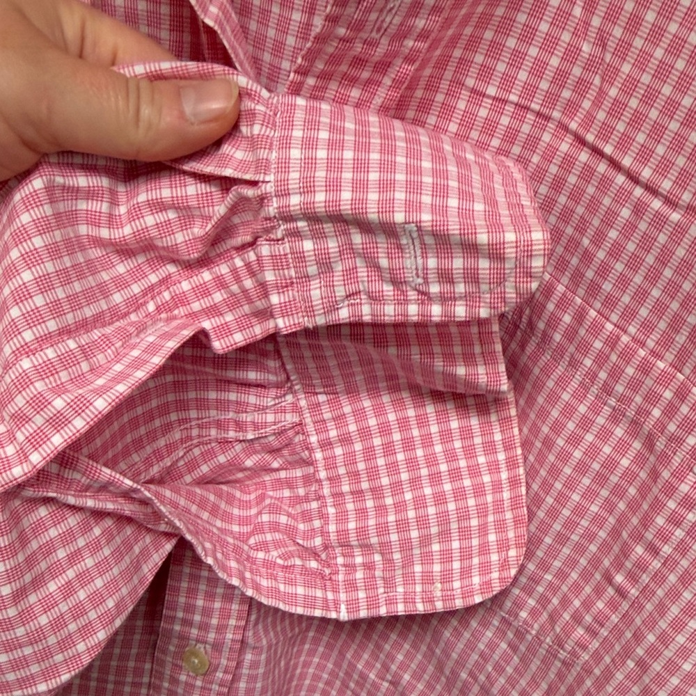 J Crew Men's Pink Checkered Shirt Gingham Size XL Preppy Office Teacher Academia - Picture 5 of 9